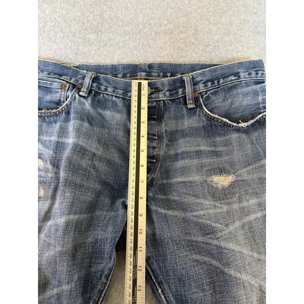 Polo Ralph Lauren Authentic Dungarees Jeans Mens 36x32 Blue Distressed Denim